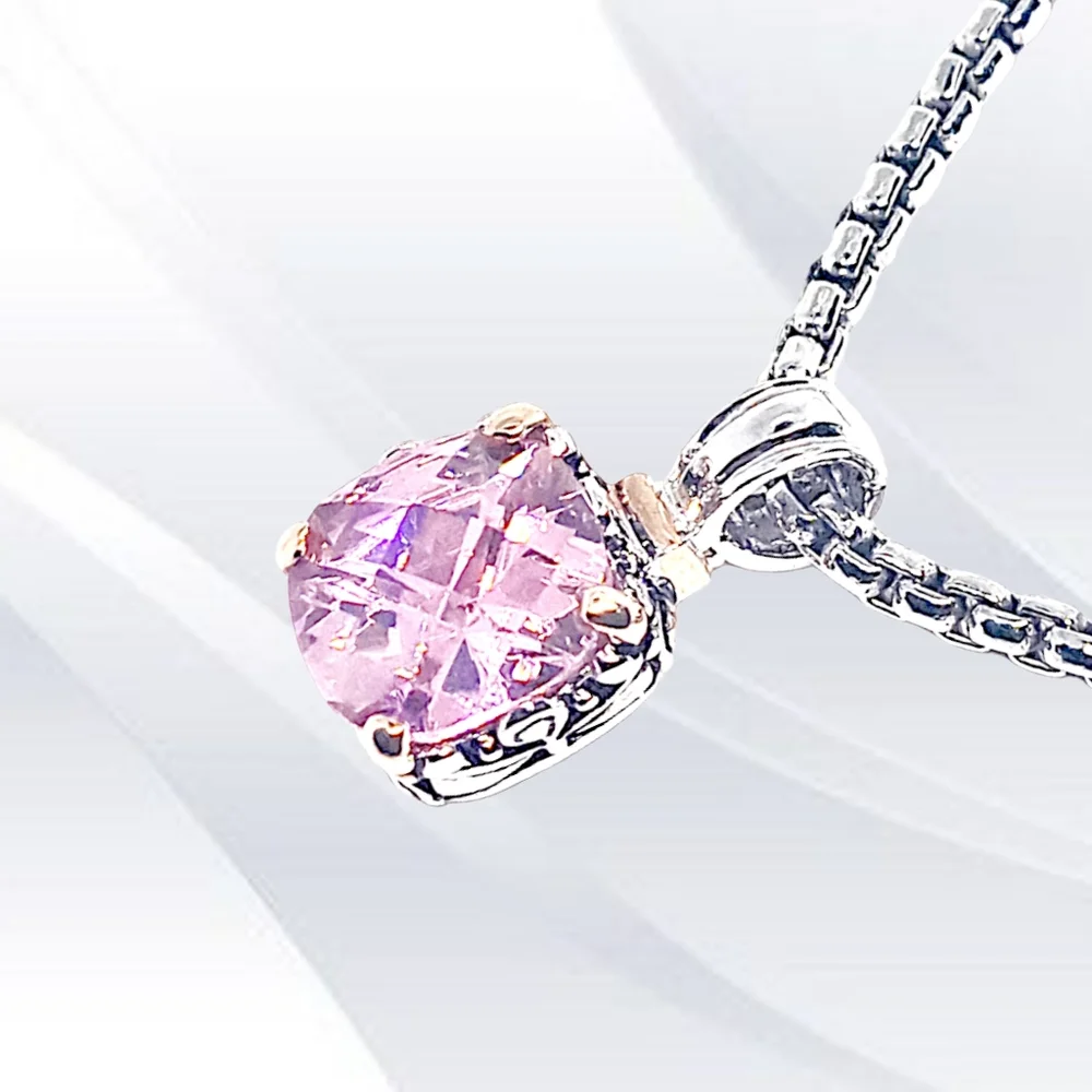 2-tone Stunning Pink CZ Renaissance Revival Choker. 16